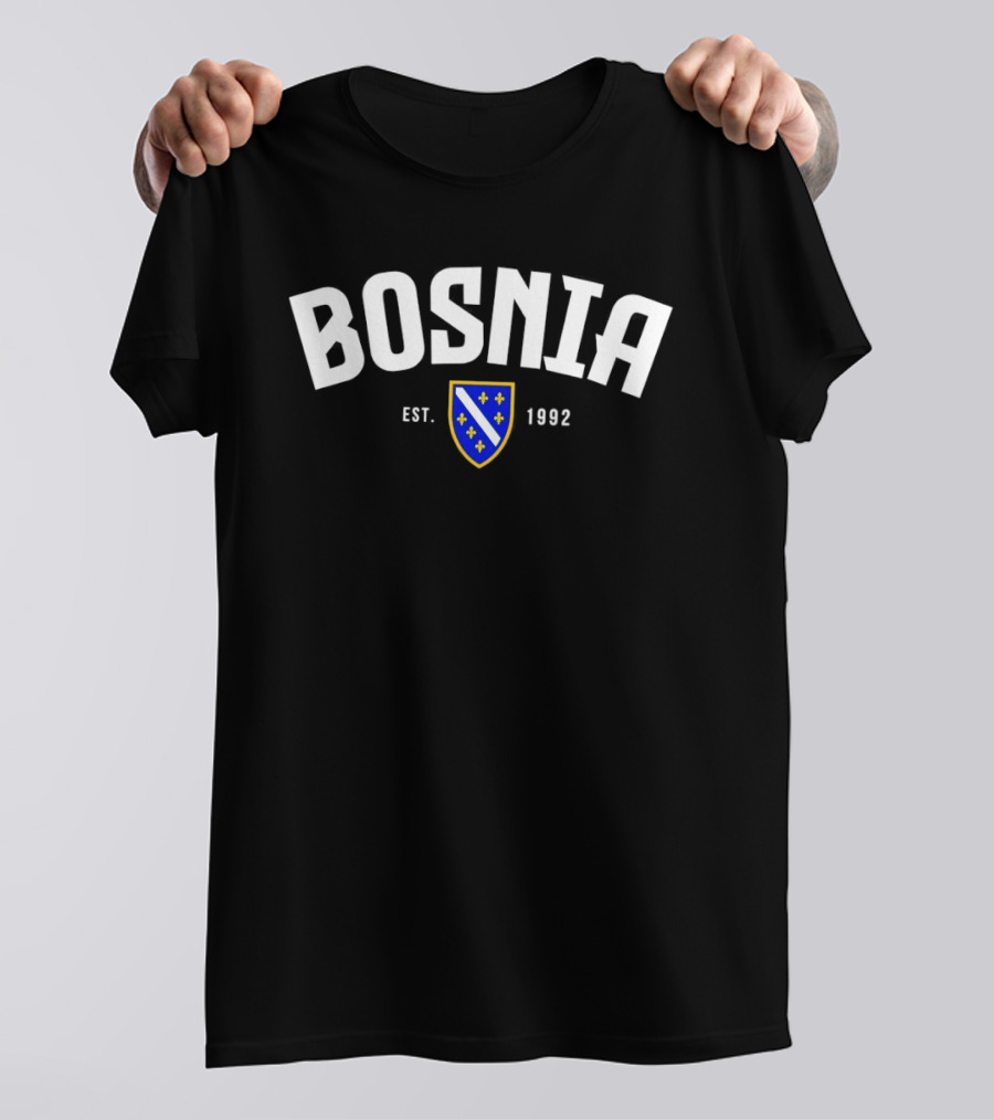 Bosnia Est 1992 Shield Flag Icon Fleur De Lis T-Shirt