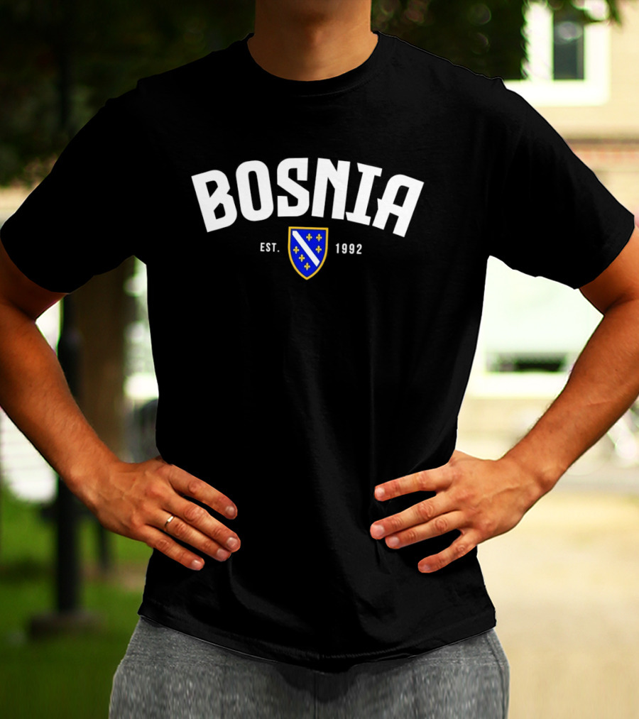 Bosnia Est 1992 Shield Flag Icon Fleur De Lis T-Shirt