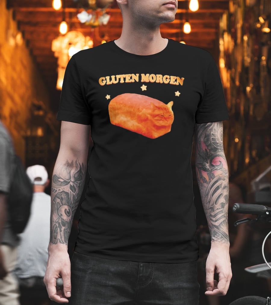 Gluten Morgen Funny Cat Bread Meme Star T-Shirt