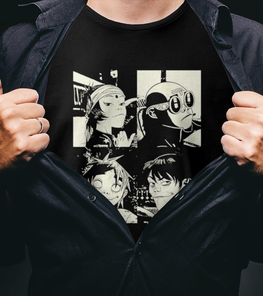 Gorillaz 2D Murdoc Niccals Noodle Russel Hobbs Animation T-Shirt