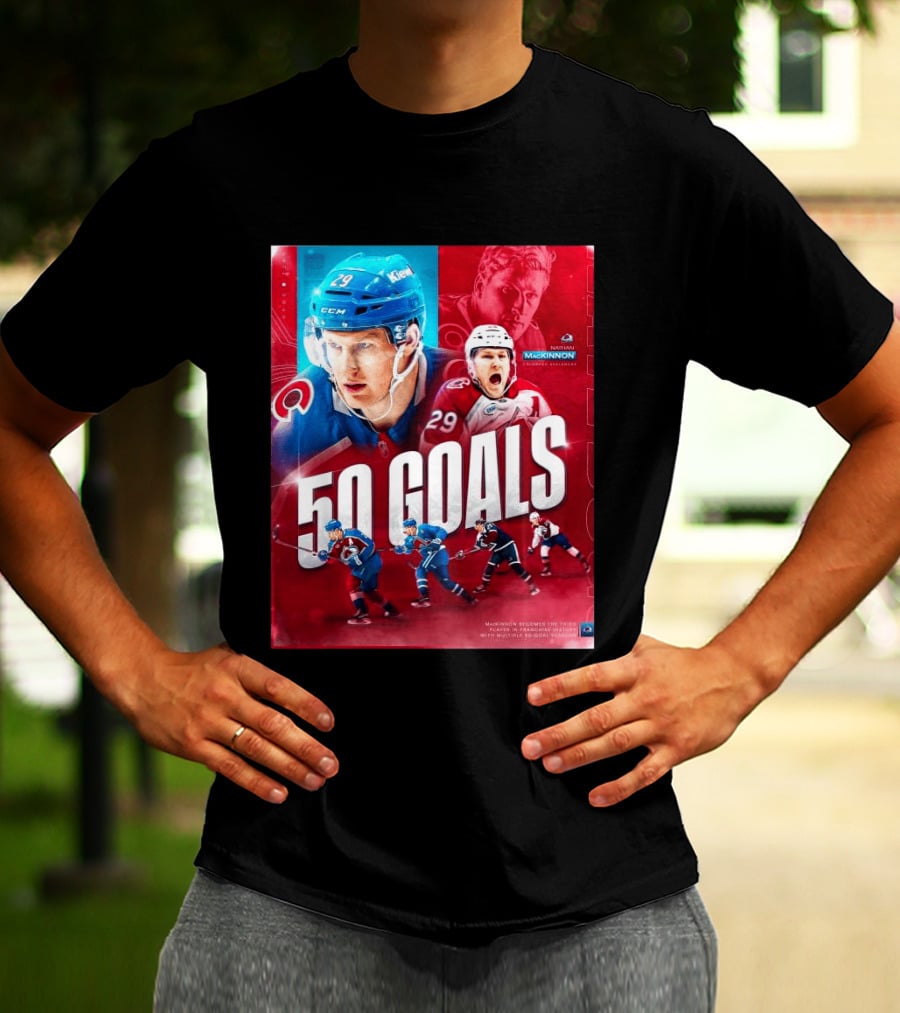 Colorado Avalanche Nathan MacKinnon 50 Goals Achievement NHL Career Milestone T-Shirt