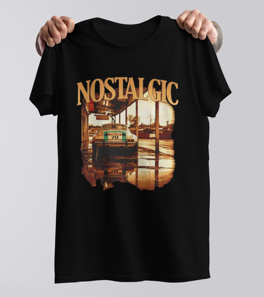 Nostalgic Vintage Car Rear View With Racing Number 70 T-Shirt