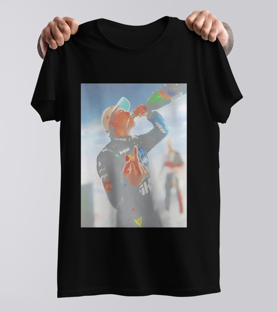 Oscar Piastri 81 Racing Celebration Flipping The Bird Formula One Victory Moment T-Shirt
