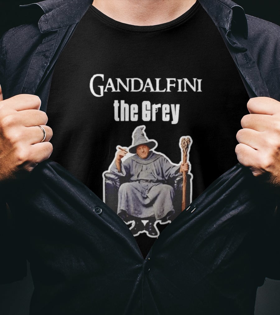 Gandolfini The Grey Wizard Holding Staff T-Shirt