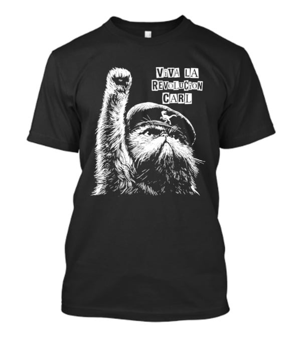 Viva La Revolucion Carl Persian Cat In Beret Raising Fist T-Shirt
