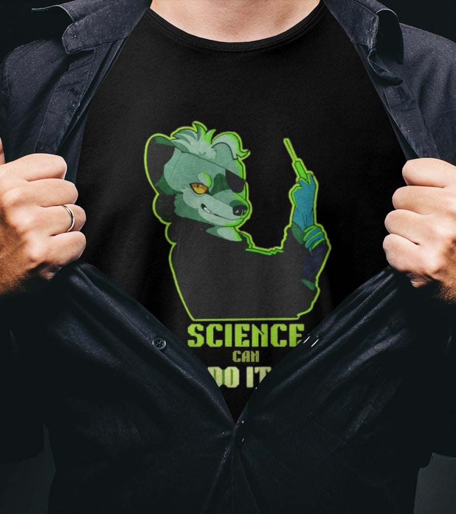 Science Can Do It Cartoon Panda With Test Tube T-Shirt