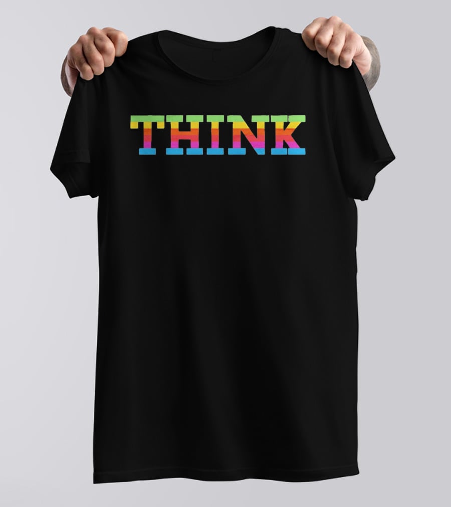 Think Apple's Rainbow Multicolored Lettering T-Shirt