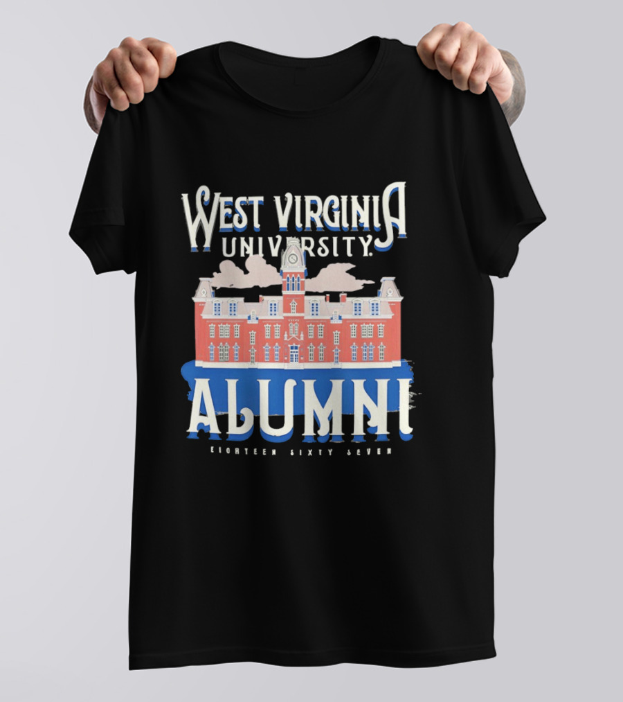 West Virginia University Alumni Eighteen Sixty Seven College Campus Building T-Shirt
