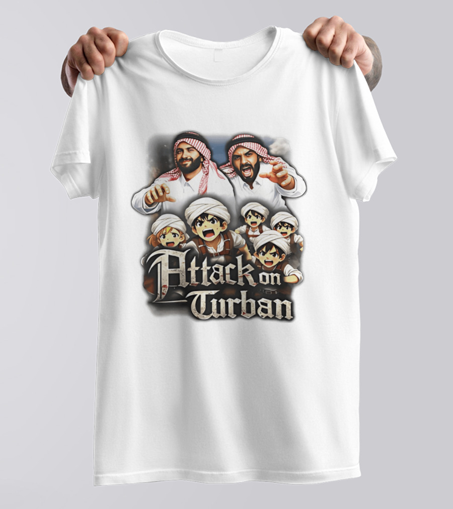 Attack On Turban Anime Characters And Traditional Attire T-Shirt