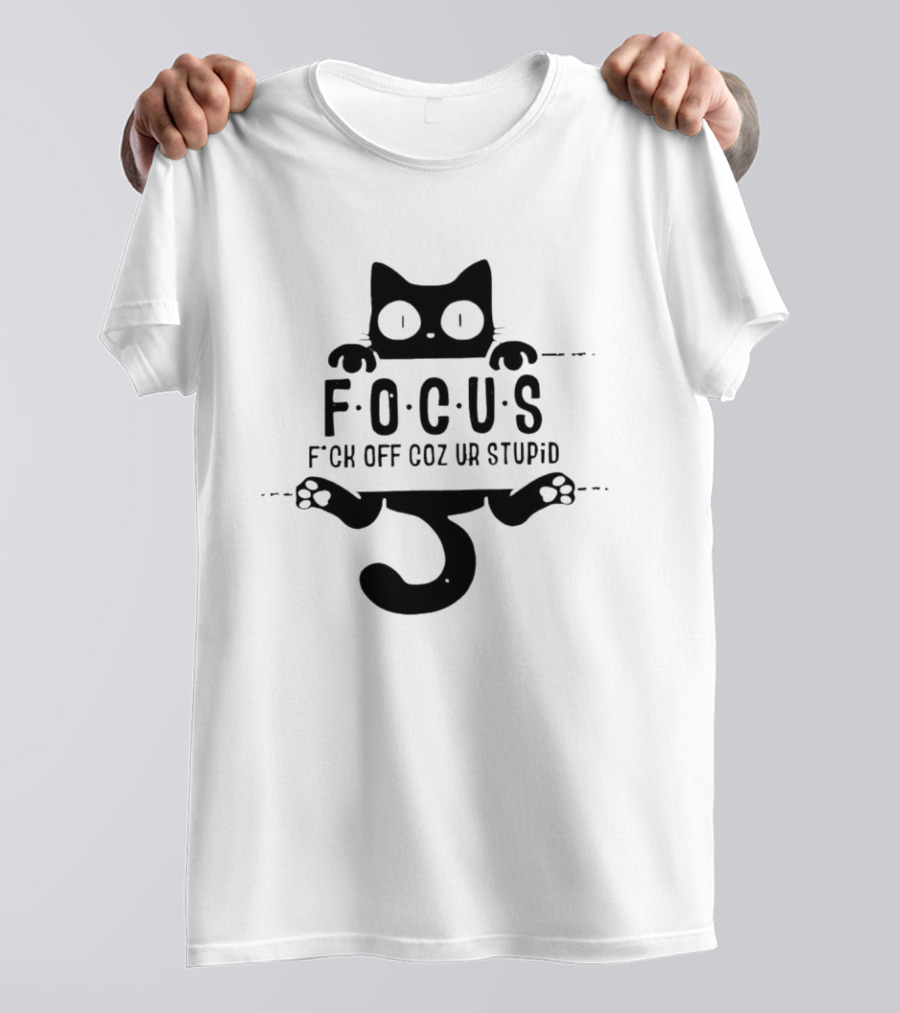 Feline Focus Humor F*ck Off Coz Ur Stupid Black Cat T-Shirt