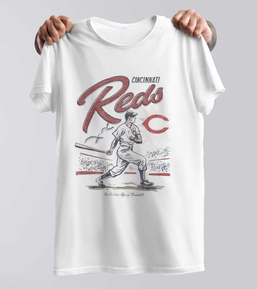 Cincinnati Reds Baseball Player The Golden Age Of Baseball Batter Vintage MLB Team T-Shirt