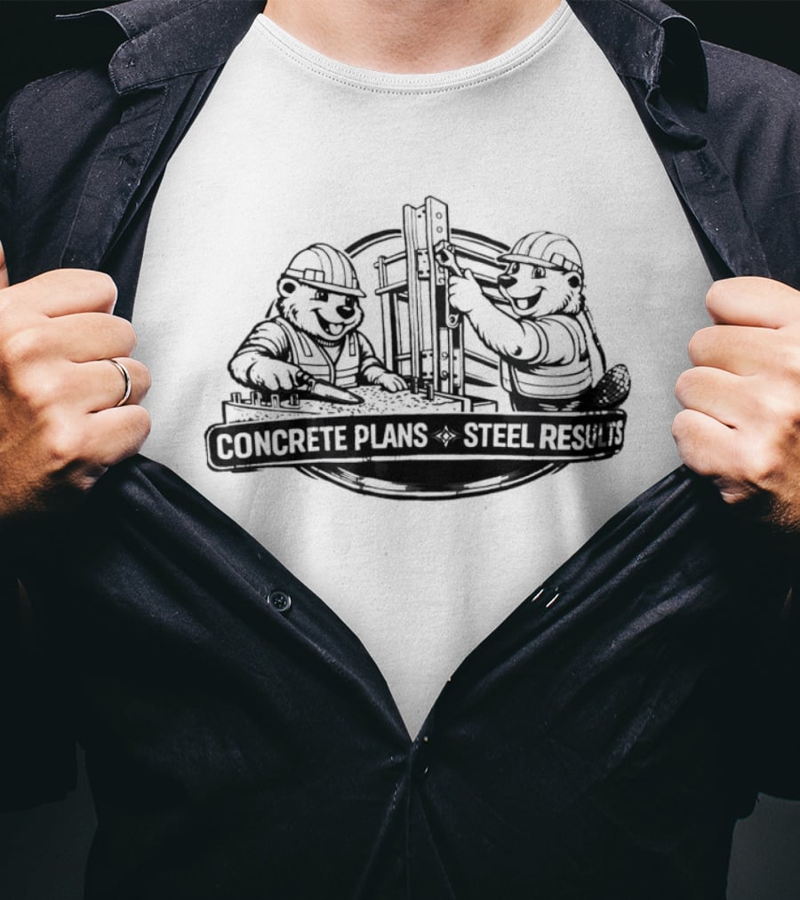Concrete Plans Steel Results Construction Bear Workers T-Shirt
