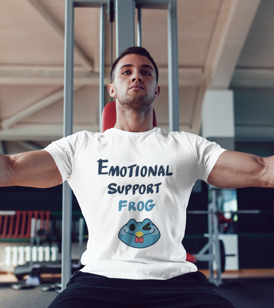 Emotional Support Frog Winking Bow Tie Blue Face T-Shirt