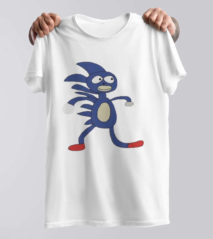 Sanic Meme Blue Hedgehog Parody Drawing T-Shirt