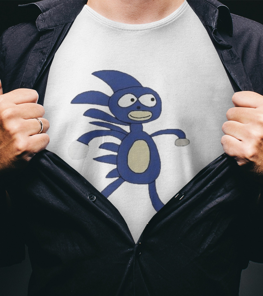 Sanic Meme Blue Hedgehog Parody Drawing T-Shirt