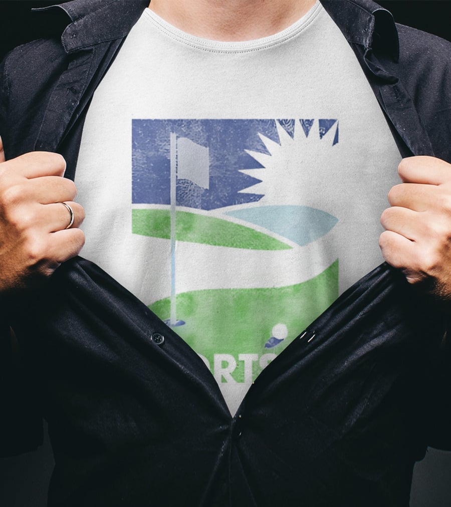 Golf Course Scenery Sports Landscape Sun Flag Ball T-Shirt