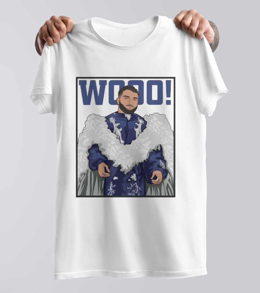 Wooo Skatt Flair New York Giants Iconic Blue Robe T-Shirt