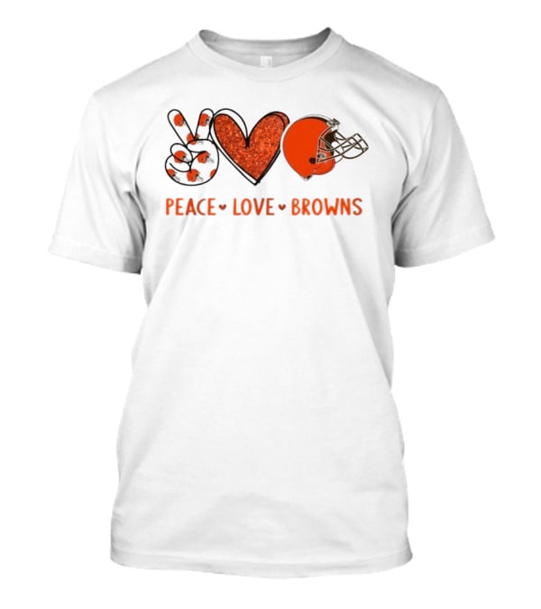 Peace Love Cleveland Browns Football Helmet Fan T-Shirt