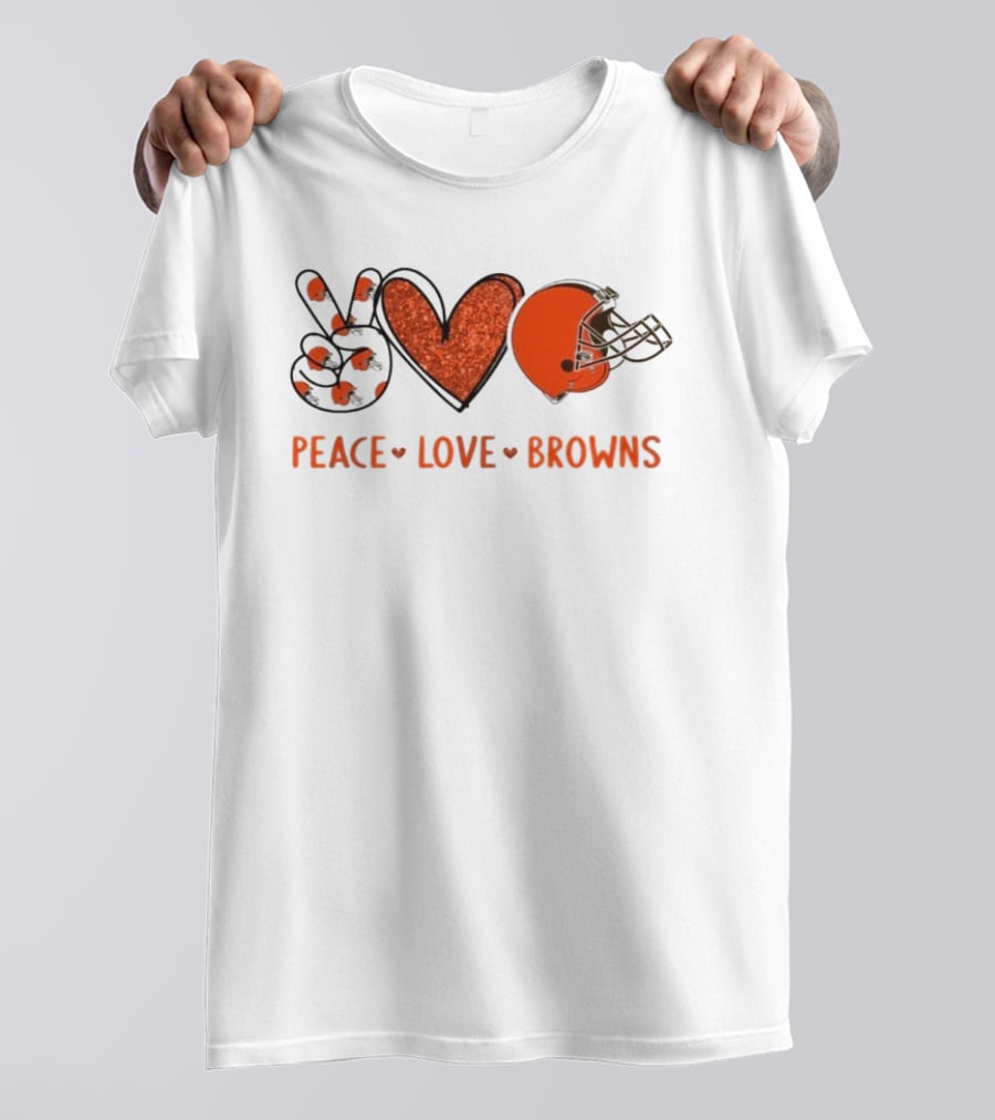 Peace Love Cleveland Browns Football Helmet Fan T-Shirt