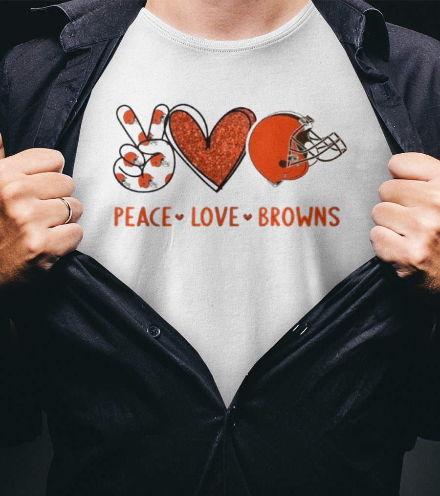 Peace Love Cleveland Browns Football Helmet Fan T-Shirt