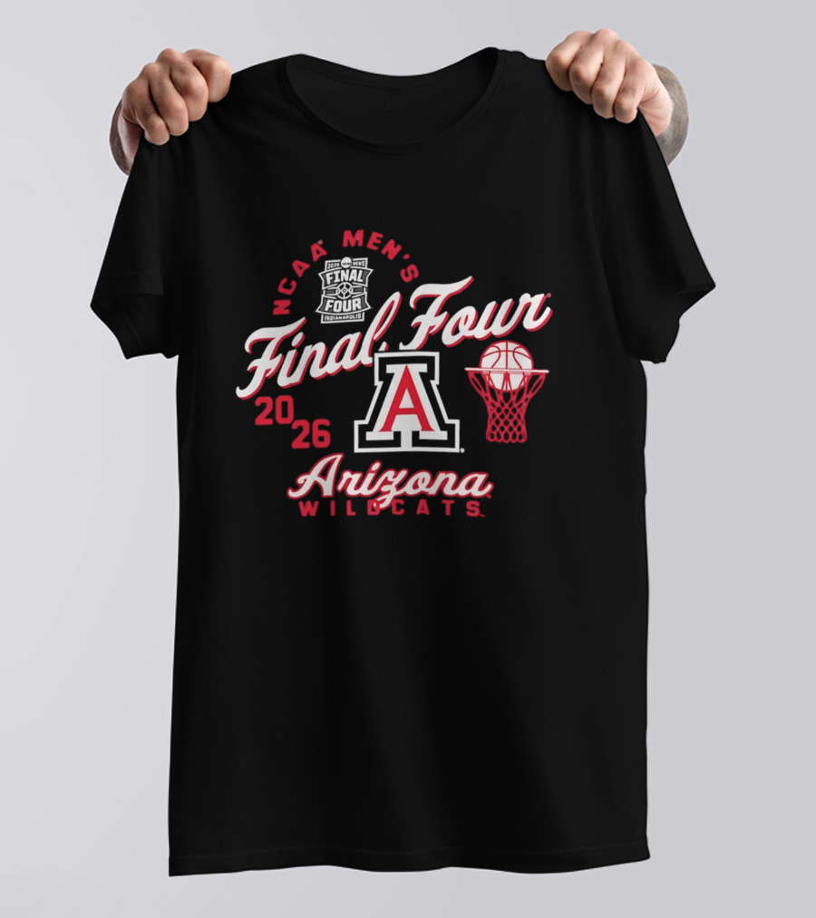 2026 NCAA Men's Final Four Arizona Wildcats Basketball A Logo Basketball Hoop T-Shirt