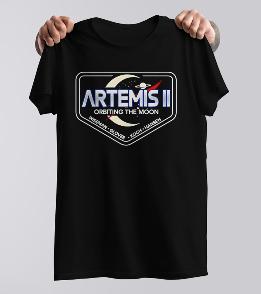Artemis II Orbiting The Moon Wiseman Glover Koch Hansen T-Shirt