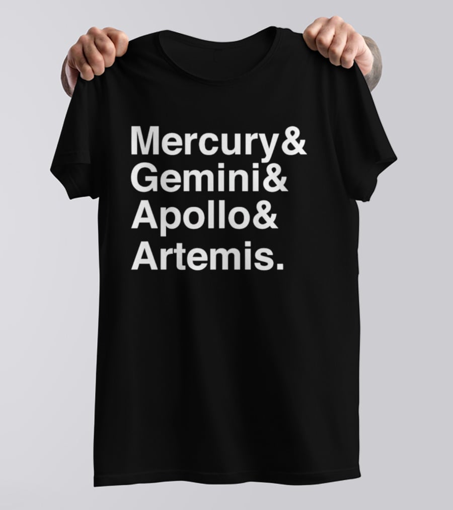 Mercury Gemini Apollo Artemis NASA Moon Missions T-Shirt