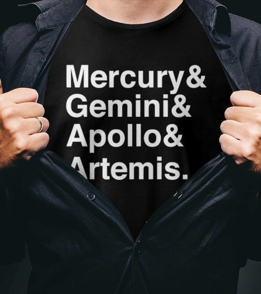 Mercury Gemini Apollo Artemis NASA Moon Missions T-Shirt