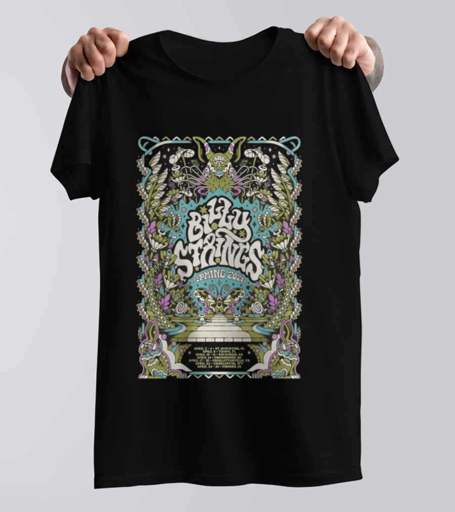 Billy Strings Spring Tour 2026 Psychedelic Floral T-Shirt