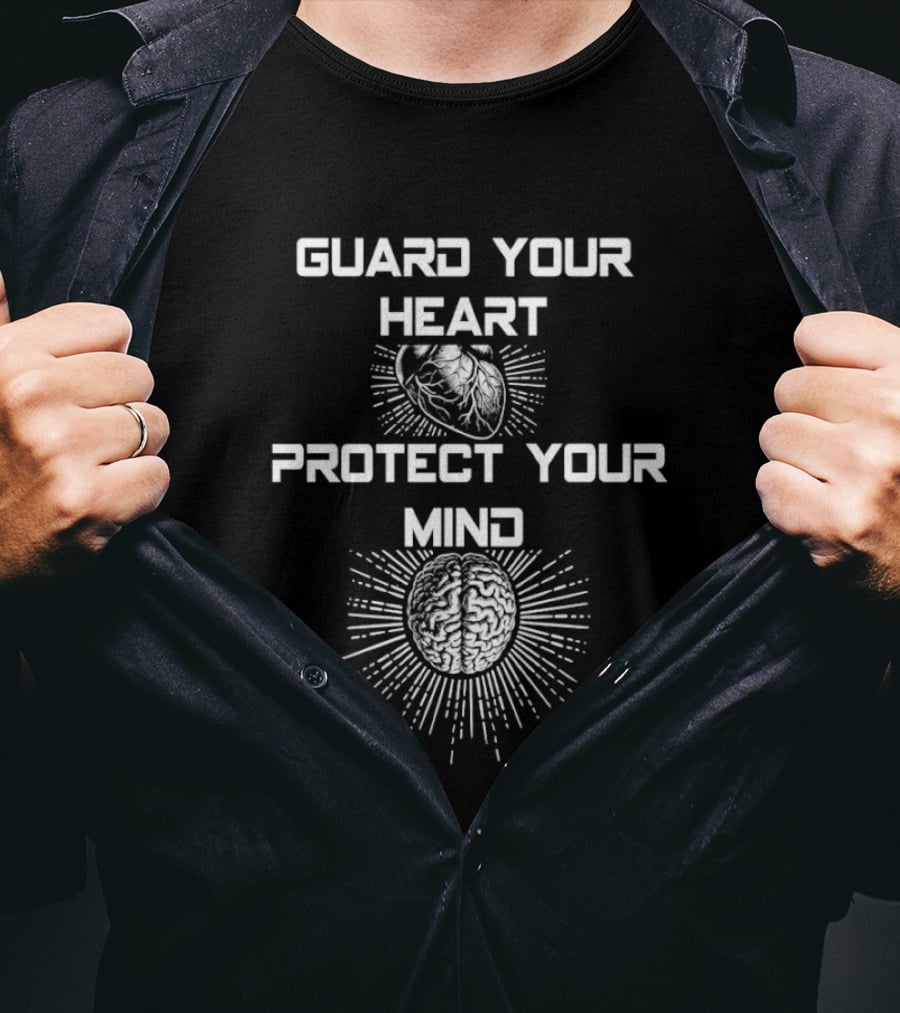 Guard Your Heart Protect Your Mind Radiating Heart And Brain T-Shirt