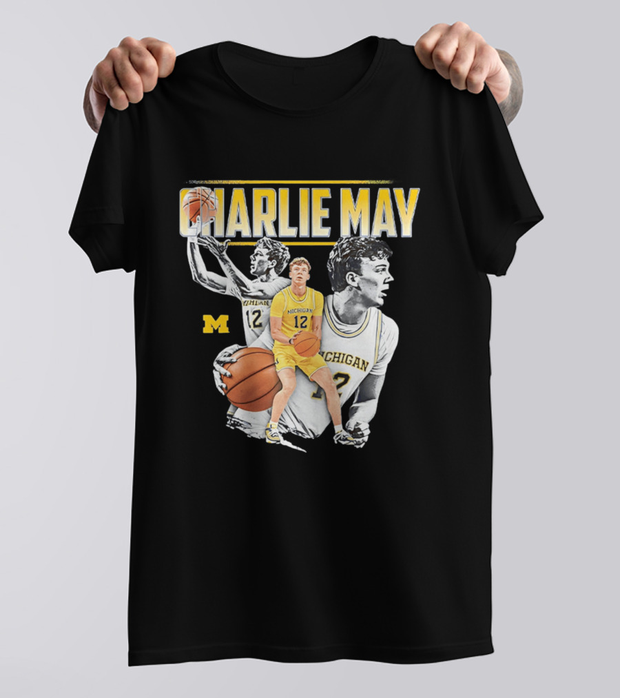 Charlie May Michigan Basketball NCAA Number 12 Collage T-Shirt