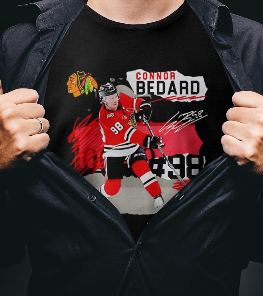 Chicago Blackhawks Connor Bedard 98 Fresh Ice Hockey Dynamic T-Shirt