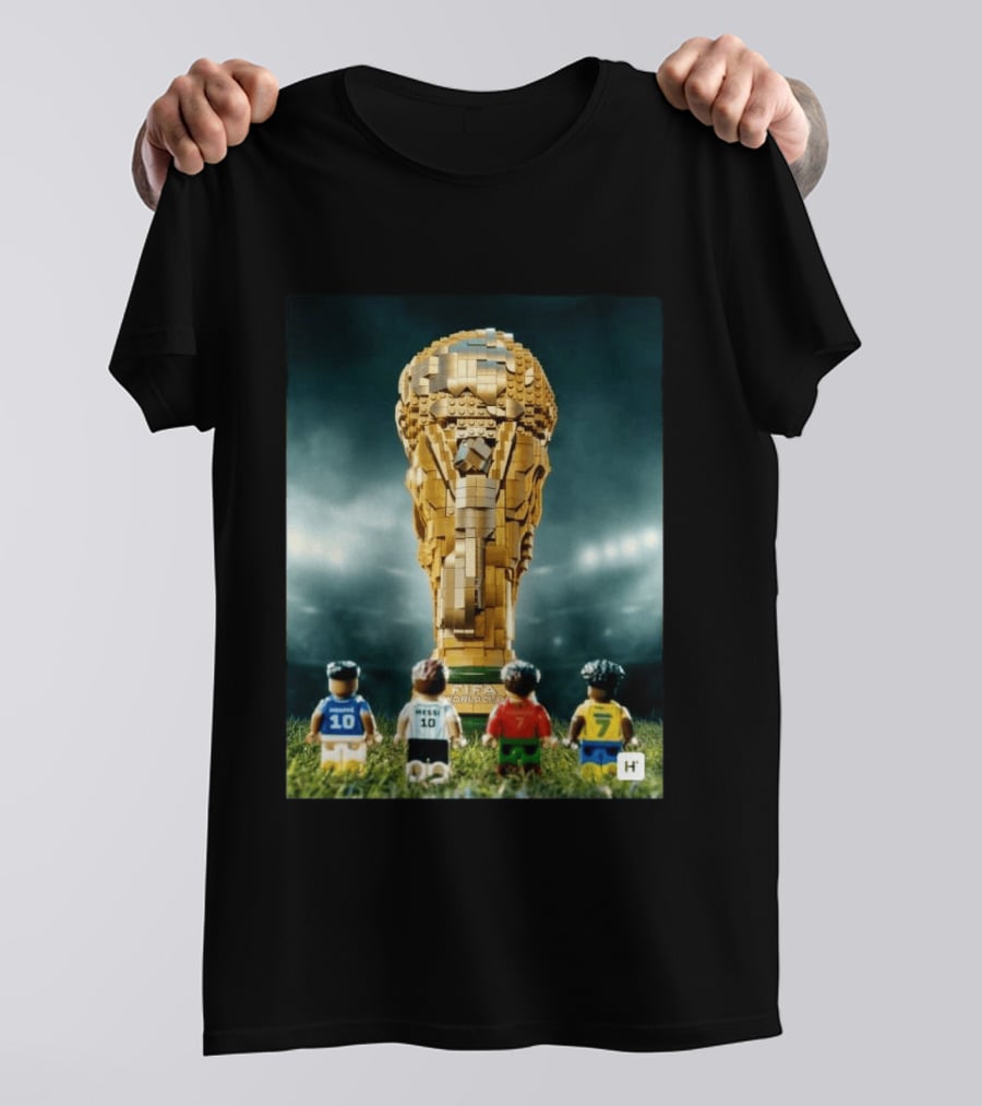 LEGO Football Legends FIFA World Cup 2026 Trophy Lionel Messi Cristiano Ronaldo Kylian Mbappé Vinicius Junior T-Shirt
