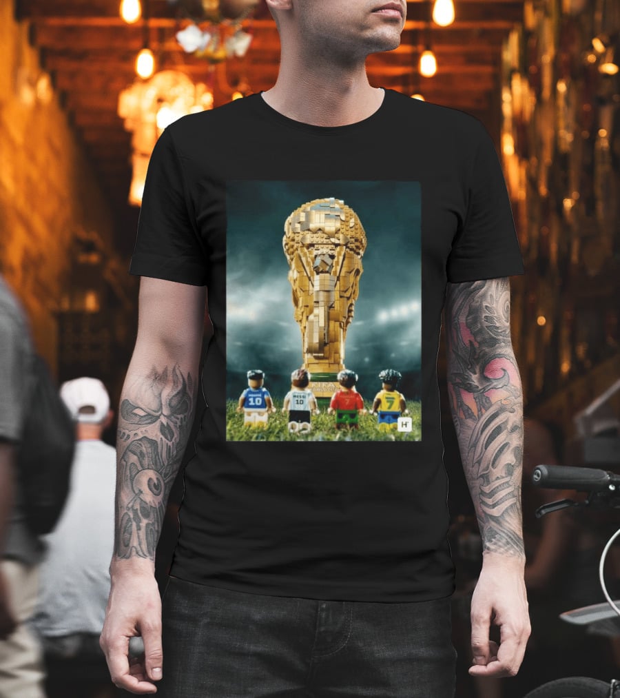 LEGO Football Legends FIFA World Cup 2026 Trophy Lionel Messi Cristiano Ronaldo Kylian Mbappé Vinicius Junior T-Shirt