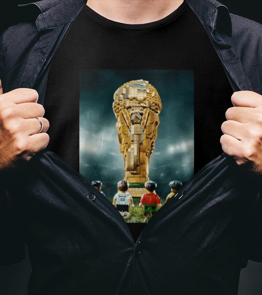LEGO Football Legends FIFA World Cup 2026 Trophy Lionel Messi Cristiano Ronaldo Kylian Mbappé Vinicius Junior T-Shirt