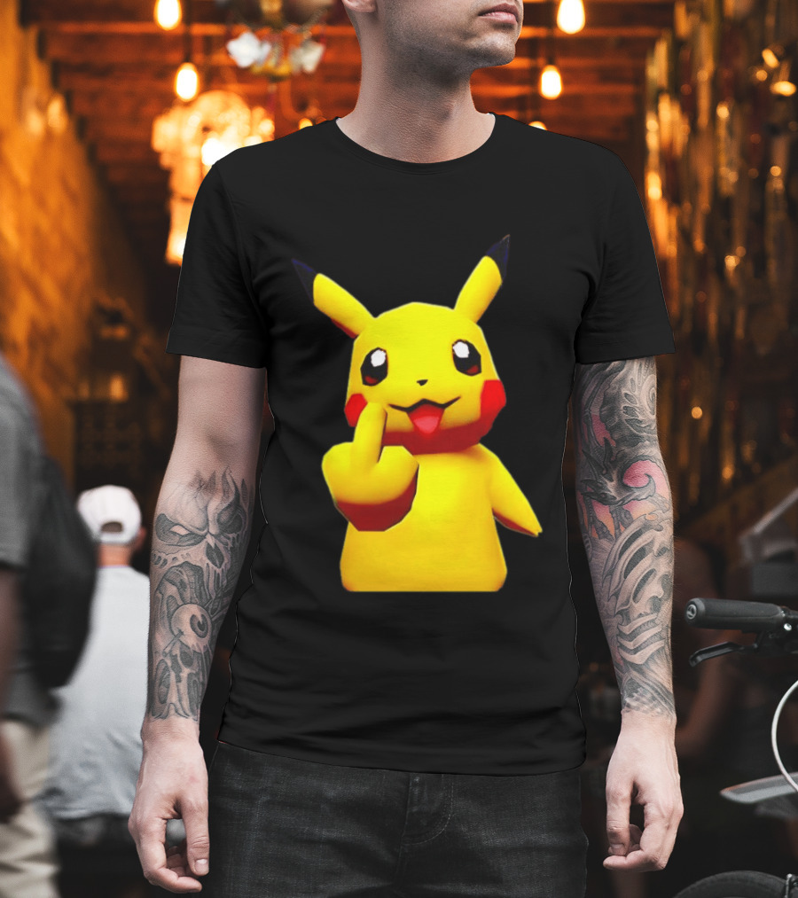 Pikachu Pokémon Middle Finger Gesture T-Shirt