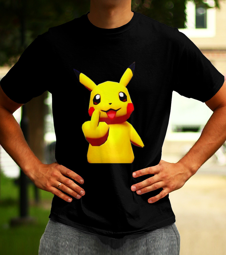 Pikachu Pokémon Middle Finger Gesture T-Shirt