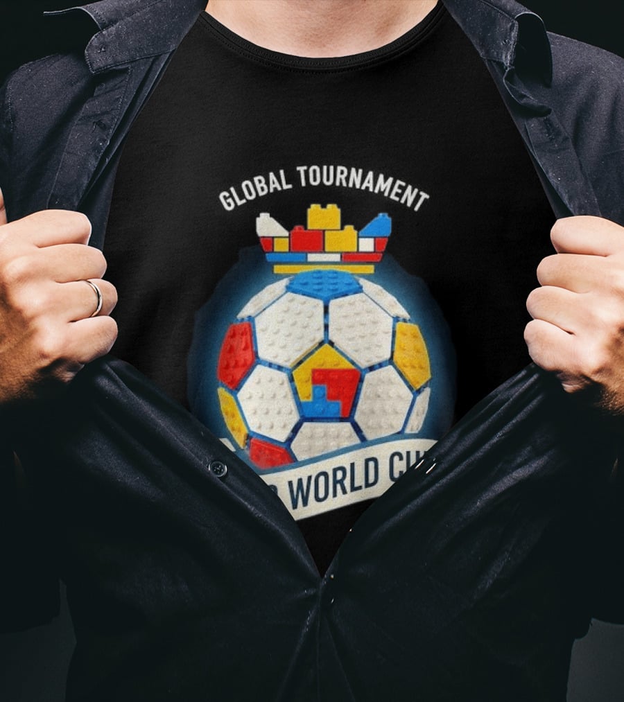 Global Tournament Lego World Cup Soccer Ball Block Crown T-Shirt