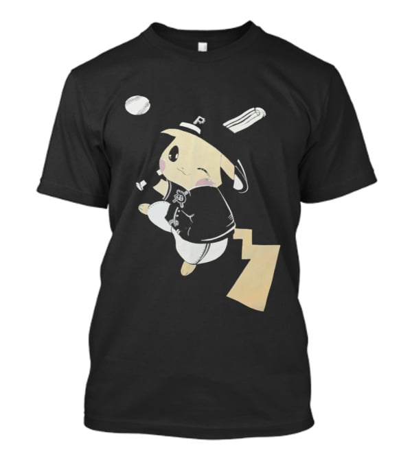 Pokemon Pittsburgh Pirates Baseball Collaboration Pikachu Pitching T-Shirt