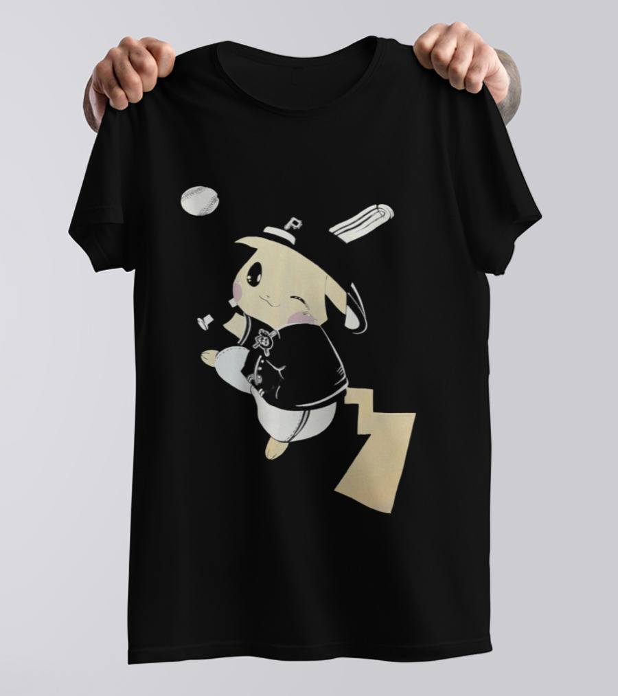 Pokemon Pittsburgh Pirates Baseball Collaboration Pikachu Pitching T-Shirt