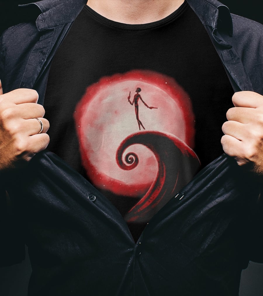 Daredevil The Nightmare Before Christmas Crossover Red Moon Scene T-Shirt