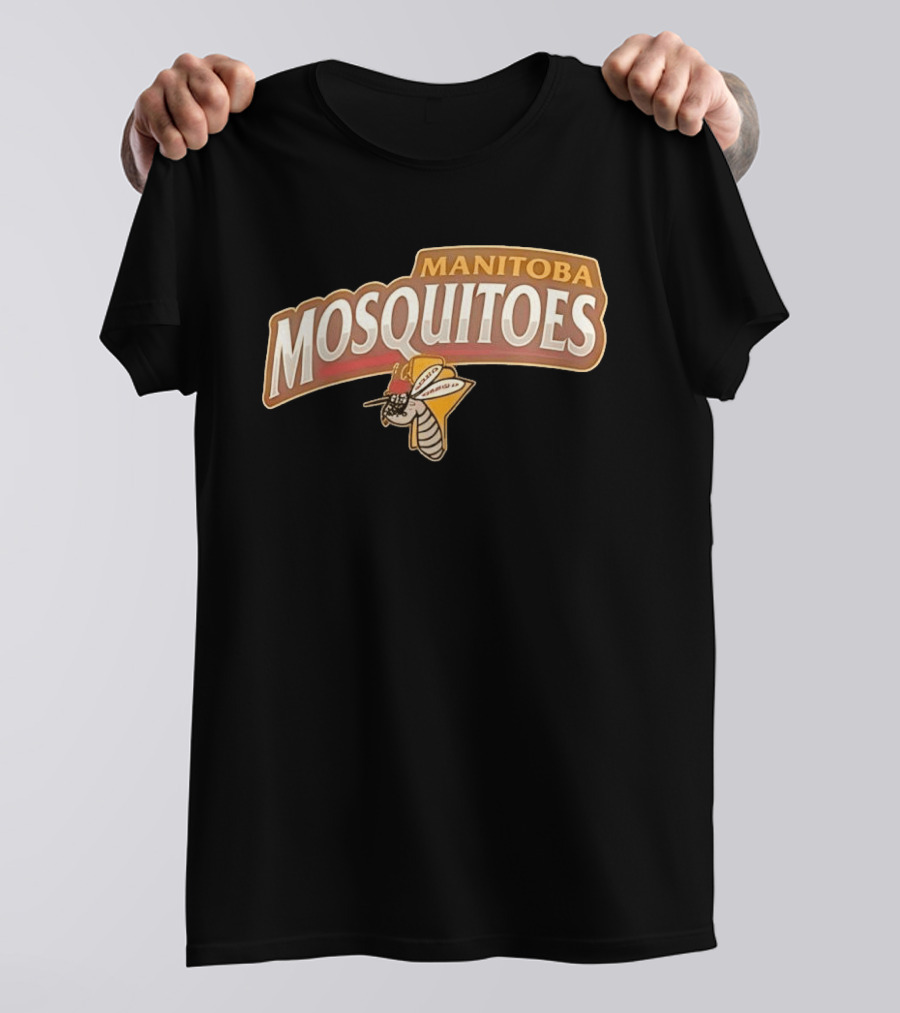 Manitoba Mosquitoes Cartoon Insect With Helmet T-Shirt