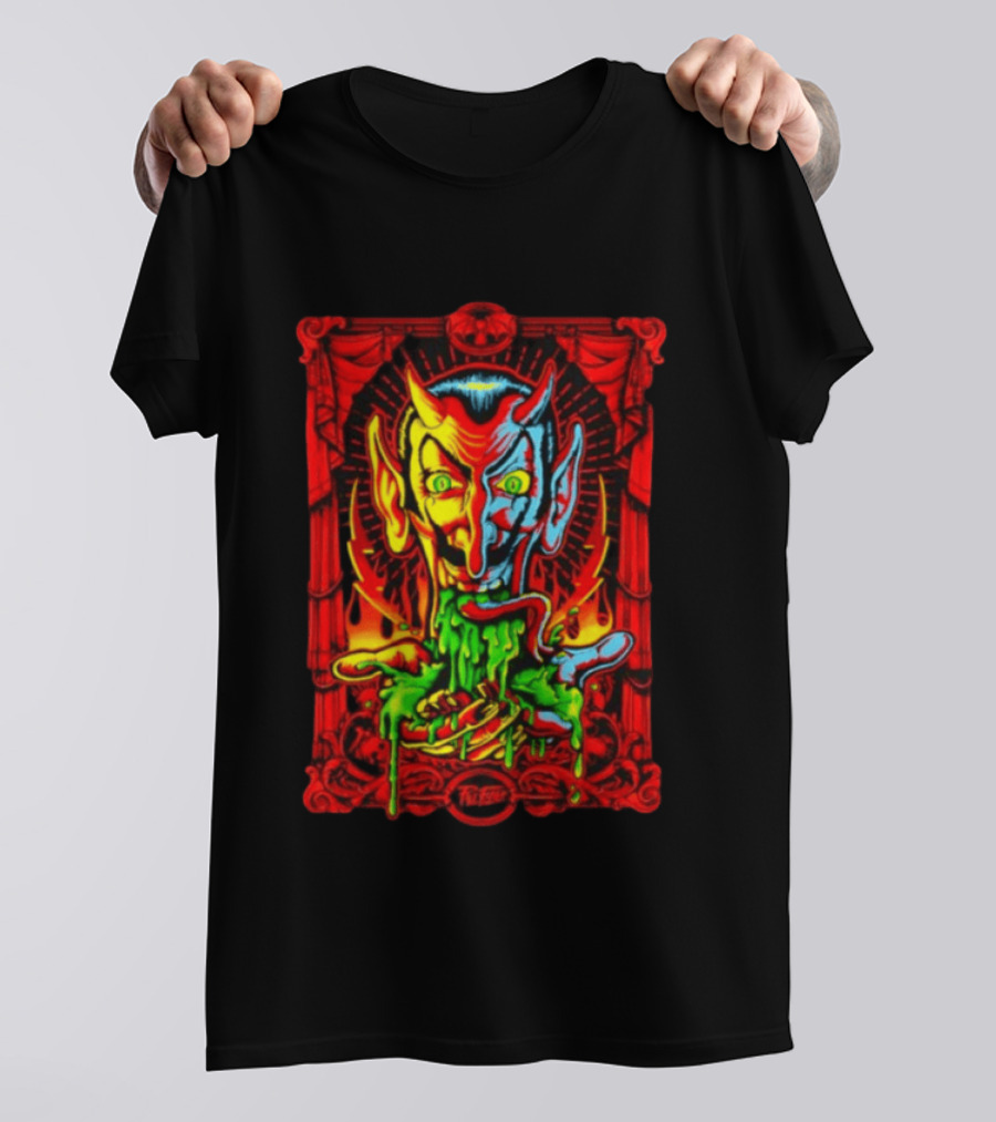 Satan's Puke Black Devil Evil Clown Neon Horror T-Shirt