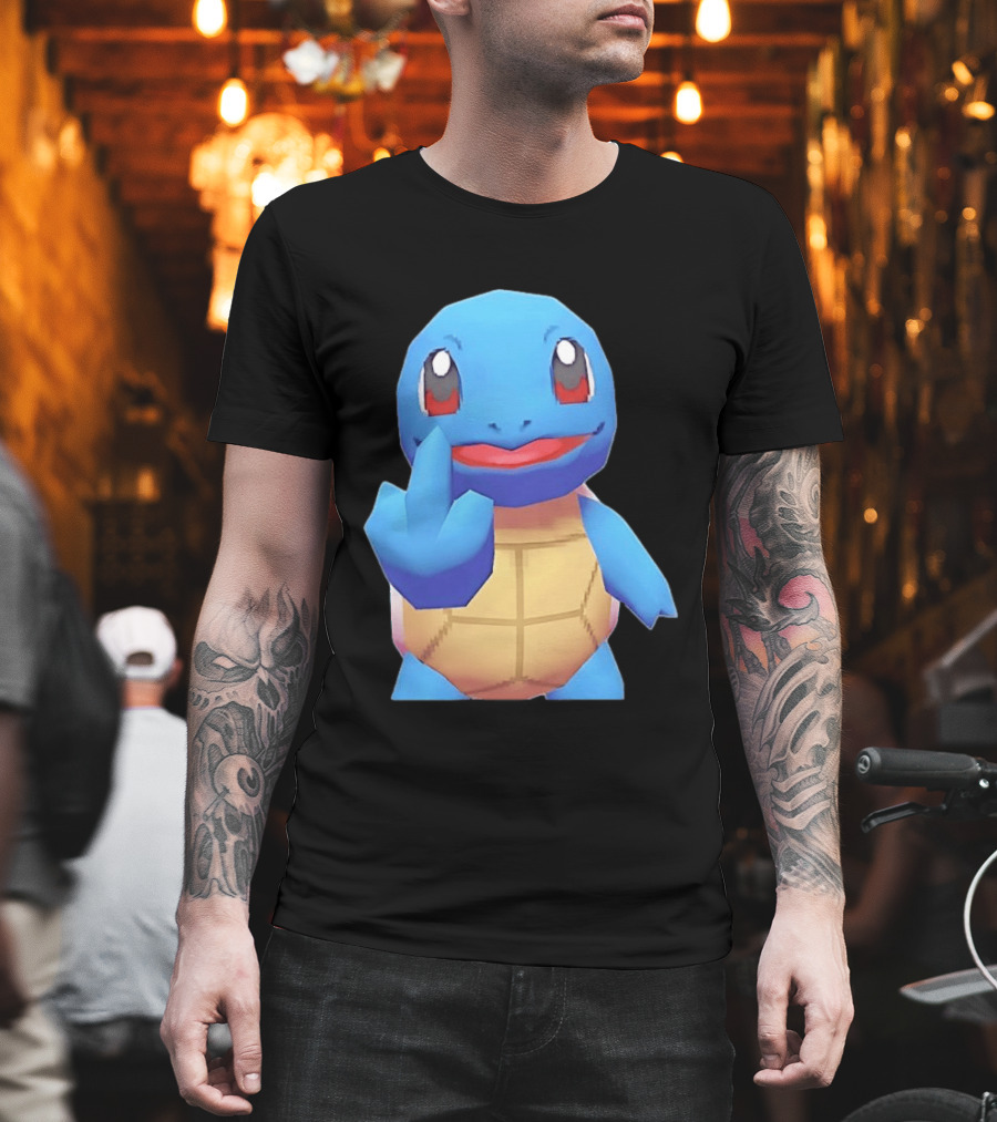 Squirtle Pokémon Gesture Middle Finger Playful Attitude T-Shirt