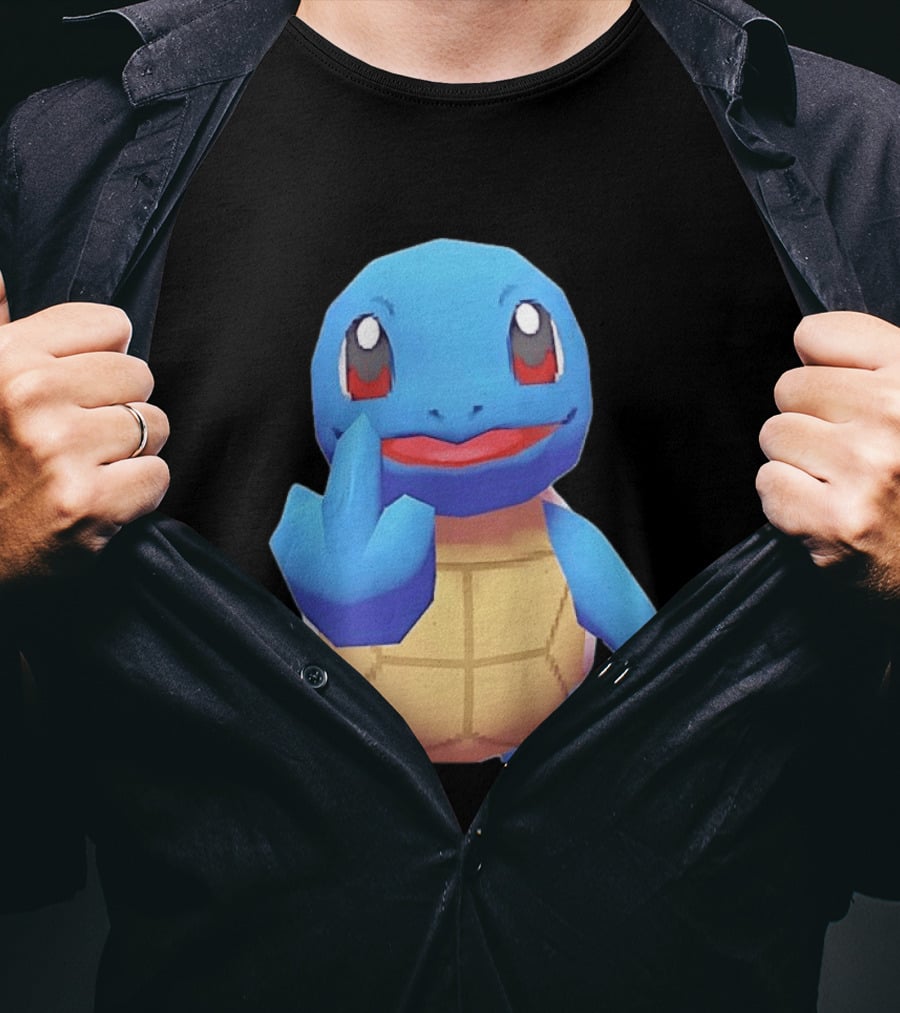 Squirtle Pokémon Gesture Middle Finger Playful Attitude T-Shirt