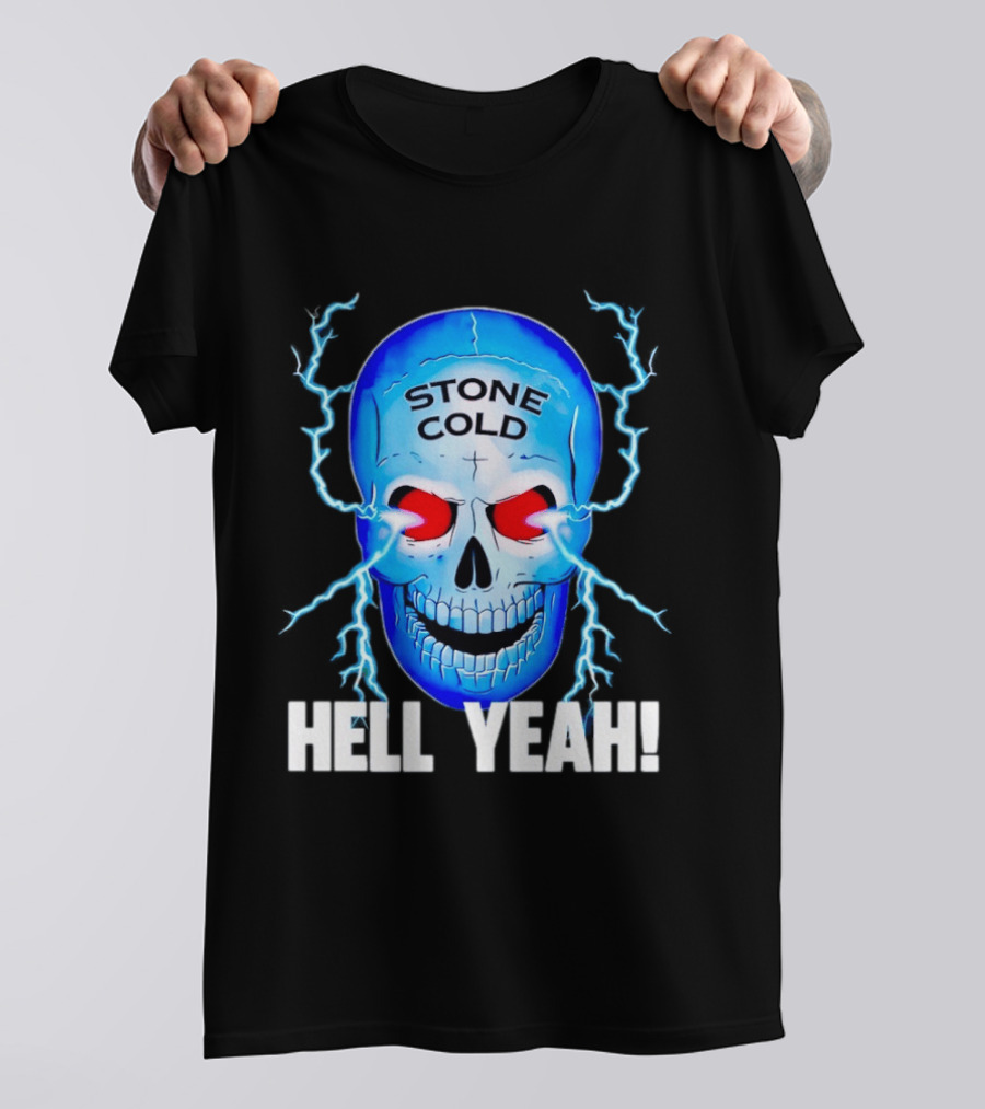 Stone Cold Steve Austin Skull Hell Yeah Electric Blue Lightning T-Shirt