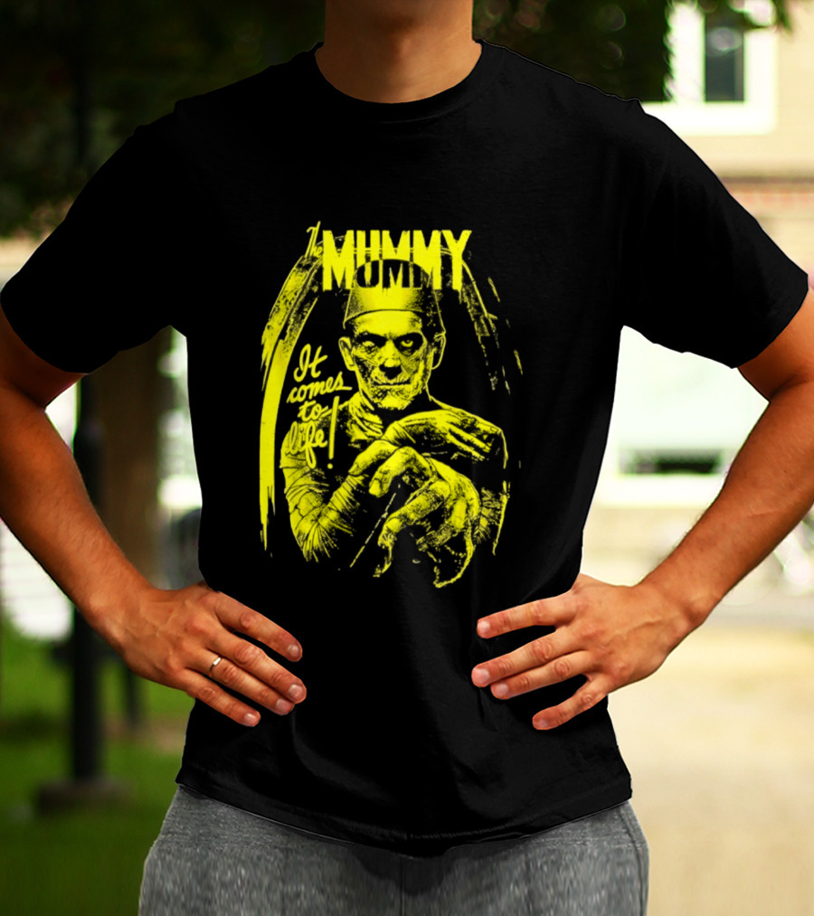 The Mummy It Comes To Life Horror Classic Vintage Yellow T-Shirt