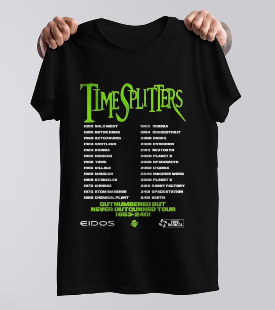 Timesplitters Outnumbered But Never Outgunned Tour 2005 2006 Eidos Free Radical T-Shirt