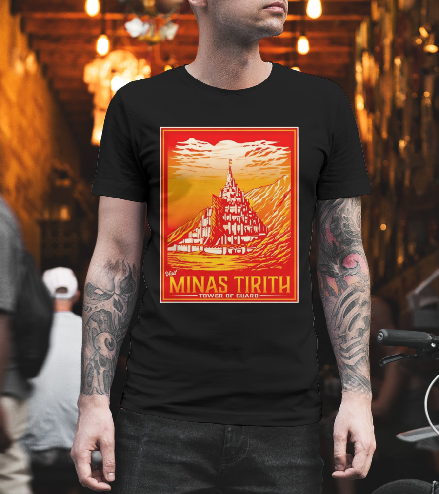 Visit Minas Tirith Tower Of Guard Fantasy Travel Middle Earth T-Shirt