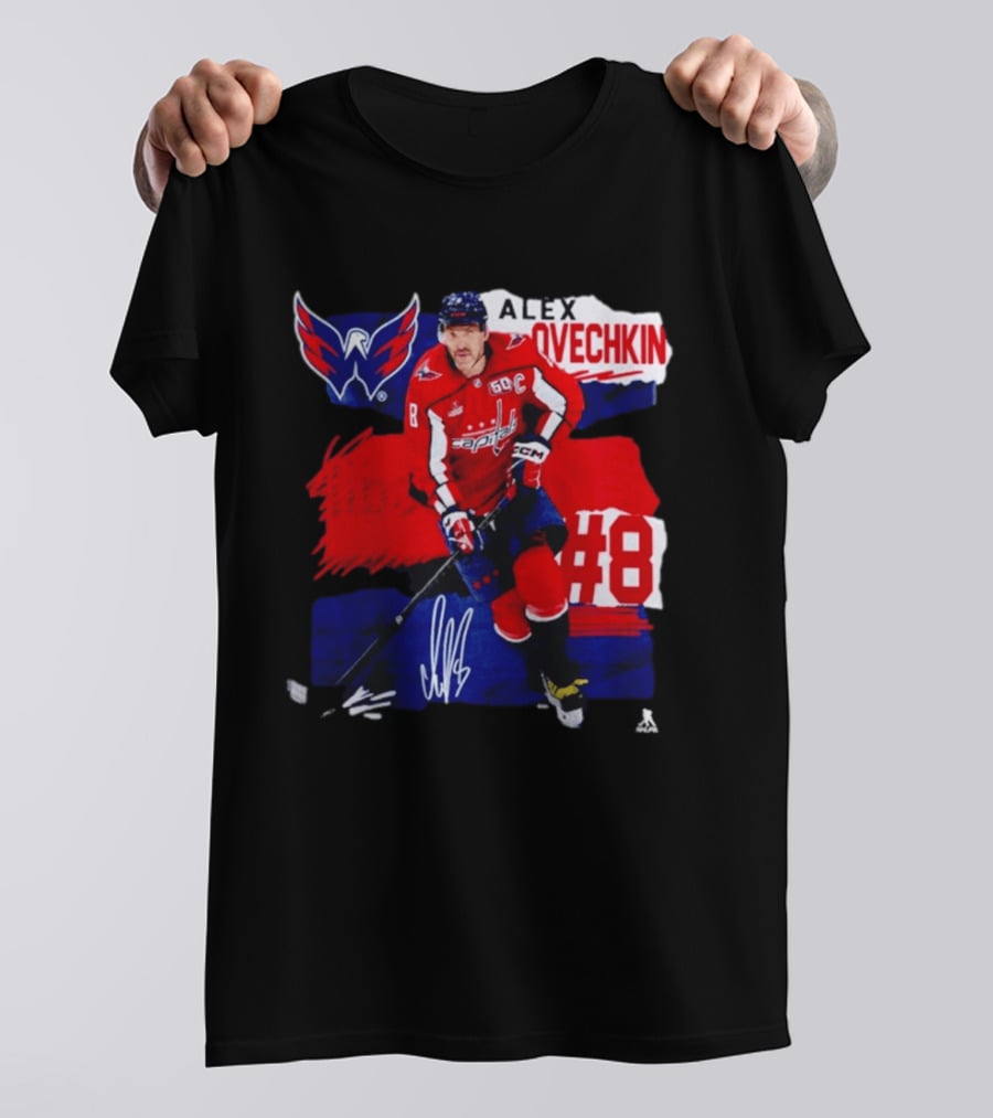 Washington Capitals Alex Ovechkin #8 Hockey Signature T-Shirt
